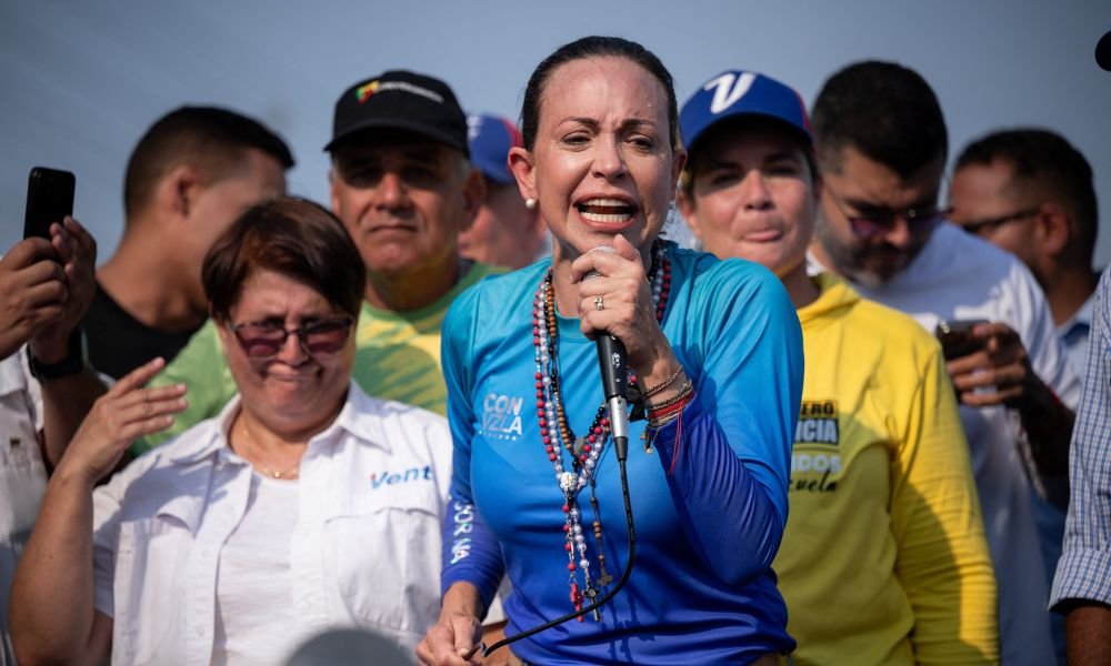 María Corina Machado diz, em protesto, que oposição fará o ‘chavismo ceder’