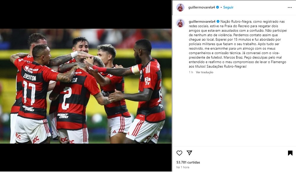 Guillermo Varela, do Flamengo, se envolve em confusão que acabou com torcedores do Peñarol presos no Rio